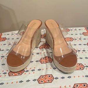 Wiralomi Clear Strap Mule Wedges
